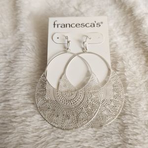 White silver filigree dangle earrings